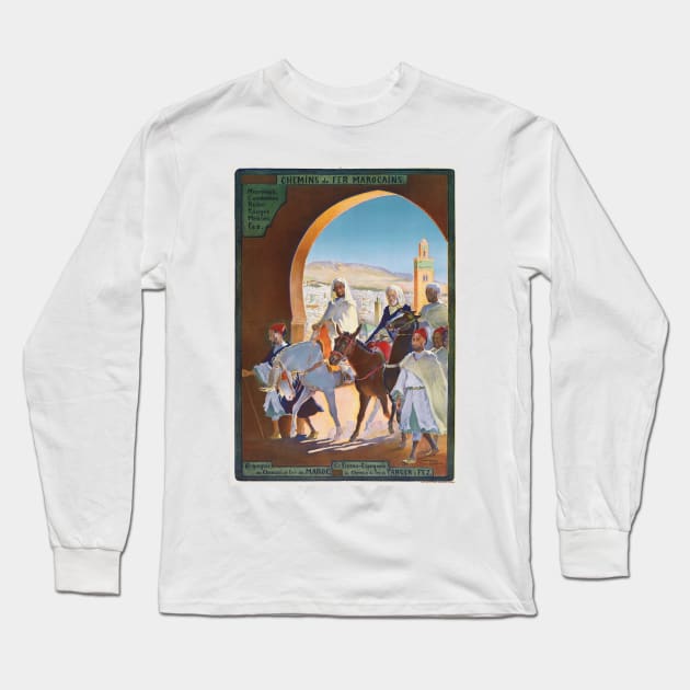 Chemins de fer Marocains Morocco Vintage Poster 1910 Long Sleeve T-Shirt by vintagetreasure